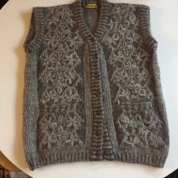 Vintage Wool Knit Cardigan Sweater Vest Made in France - Picture 1 of 5